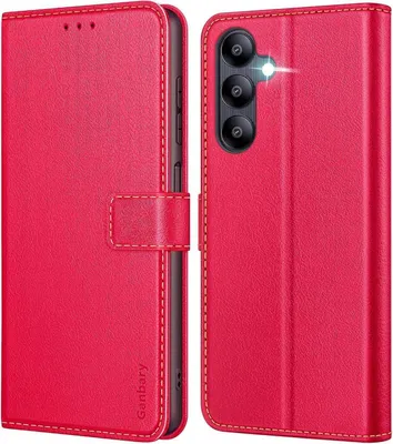 Produktbild von Samsung Galaxy A05s Handyhülle Premium Leder Klapphülle mit Kartenschlitzen, Rot