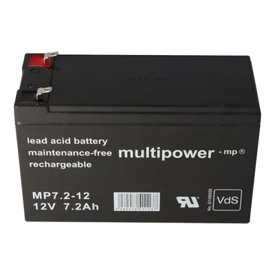 Zdjęcie produktu dla Akumulator Multipower MP7.2-12 PB 12 V 7,2 Ah, styki 4,8 mm, z homologacją VDS