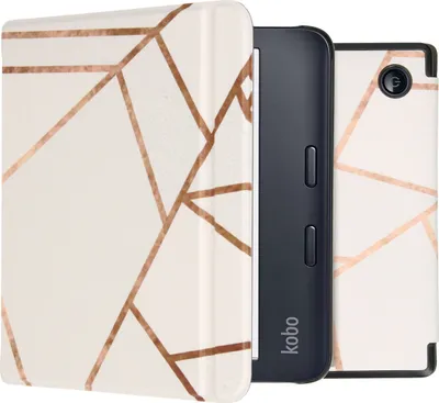 Obrázek produktu pro imoshion Design Tenký pevný obal na spaní se stojánkem pro Kobo Libra 2 / Tolino Vision 6 - bílý grafický motiv