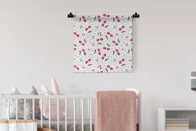 Produktbild von MuchoWow® Wandteppich Wandbehang Kirschen - Weiß - Muster 60x60 cm Tapisserie Dekoration Wandtuch - Dekorationen - Wand Decke