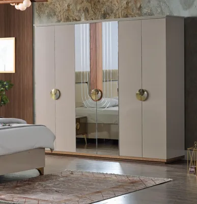 Produktbild von Schlafzimmer Set Luxus Komplettes Bett 2x Nachttische Kleiderschrank 4tlg Neu