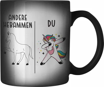Produktbild von Trendation - Best Hebamme Farbwechsel Zauber-Tasse Spruch Geschenk Dankeschön Hebamme Danke (Schwarz)
