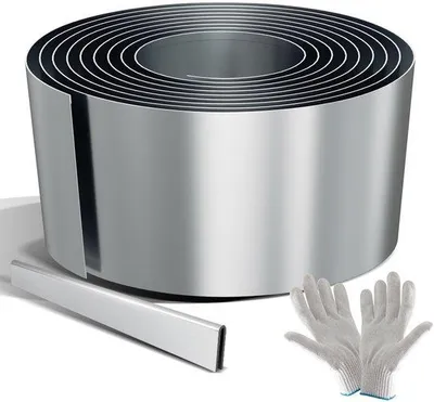 Obrázek produktu pro Ohebná zahradní ohraničení z nerezové oceli, 35 m x 15 cm, odolná zahradní ohraničení pro svahy, cestičky a okraje trávníků, stříbrná