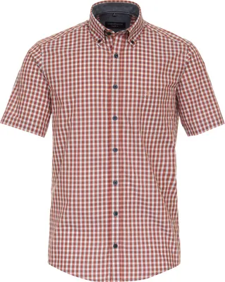 Produktbild von CASAMODA Herren Freizeithemd Kurzarm Button-Down Casual-Fit Orange kariert L