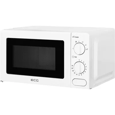 A white ECG microwave oven shown from a diagonal front-facing view against a white background.