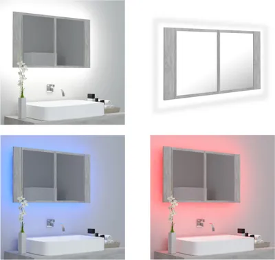 Produktbild von vidaXL LED Bad Spiegelschrank Betongrau 80x12x45 cm Acryl - LED Spiegelschrank - LED Spiegelschränke - LED-Bad-Spiegelschrank - LED-Bad-Spiegelschränke