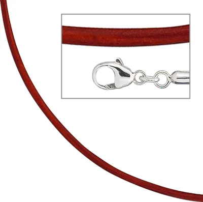 Produktbild von JOBO Collier Leder rot 925 Silber 42 cm Karabiner