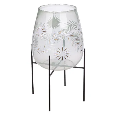 Zdjęcie produktu dla Gilde Windlicht, "Diore", Blumendesign, Glas, klar, VE 1, H. 50 cm, D. 24 cm 59112 4063387591123