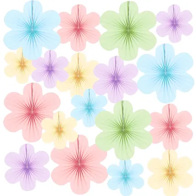 18 Papierfächer, hängende Blumendekoration, 3 Größen, für Partys