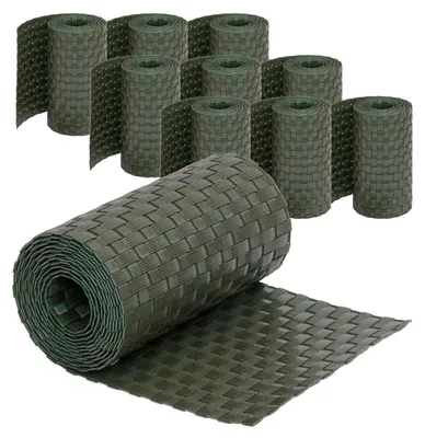 Produktbild von Jardinion 10x Sichtschutzstreifen 250x19cm Polyrattan, Grün, für Doppelstabmatten, Doppelstabmattenzaun Sichtschutz Stabmattenzaun Zaunblende in Rattan Optik, Balkon Zaun Sichtschutzmatte Garten