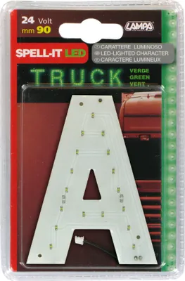 Image de Lettre autocollante "Lampa A", vert, LED SMD, 90 mm, 24 V, dimmable, base adhésive pour extérieur