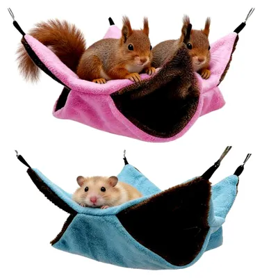 Produktbild von 2 Stück Hängematte für kleine Haustiere, Hängematte für Kleintiere, Kuschelhöhle für Meerschweinchen, Hängematte für Ratten, Spielzeug für Käfigzubehör aus weichem Plüsch