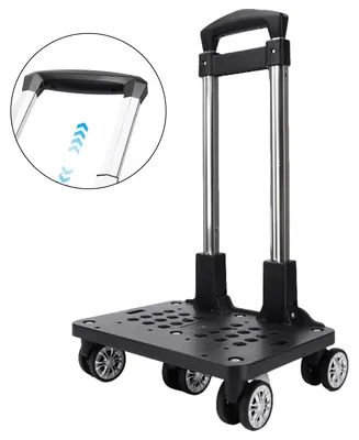 Produktbild von Rucksack-Trolley mit Rollen – Faltbarer Gepäckwagen aus Aluminium, Ideal für Taschen & Reisegepäck, Mit Handkarre & Gepäckgurt