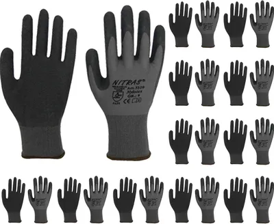 Produktbild von NITRAS 3520 Nylotex Nylon-Latexhandschuhe Schutzhandschuhe Arbeitshandschuhe Allroundhandschuhe - 12 Paar Größe:7