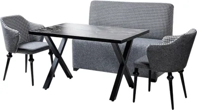 Obrázek produktu pro Jídelní set lavice rozkládací stůl 2x křesla rohová lavice kuchyňská jídelní skupina loft 4ks