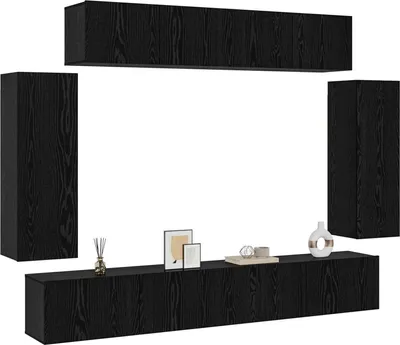 Obrázok produktu pre vidaXL TV skrinka sada 6 ks čierny dub 100 x 30 x 30 cm
