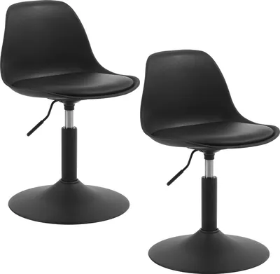 Produktbild von WOLTU 2 x Barhocker höhenverstellbar, PP+PU, Schwarz