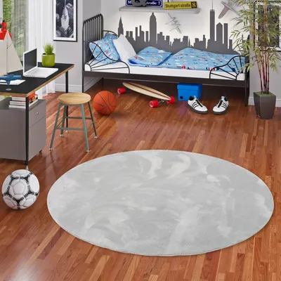 Produktbild von Kinder und Jugend Super Soft Fellteppich Pearl Kids Grau Rund, Größe:160 cm Rund