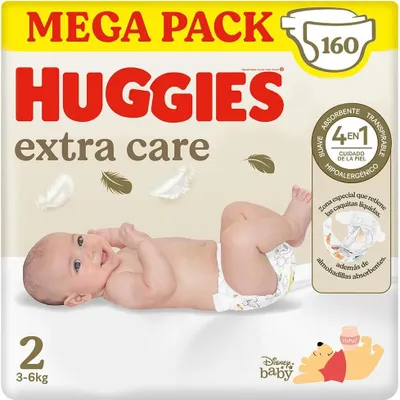 Produktbild von Huggies Windeln Babybedarf Extra Care Größe 2 3 6 kg Packung mit 160 Stück Schutz Komfort