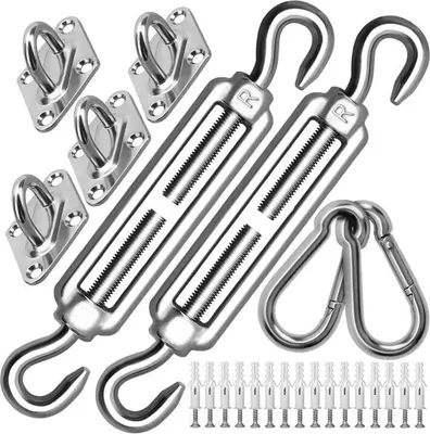 Produktbild von Sonnensegel Befestigung Set – M8 Edelstahl Hardware Kit, 304 Edelstahl Markisen Befestigungsset für Garten, Für Dreieckige und Quadrat Sonnensegel