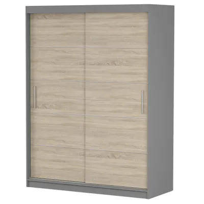Image de Armoire à portes coulissantes Armoire 150 cm Gris/Sonoma avec baguettes décoratives Vista 06