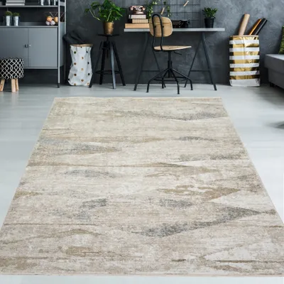 Zdjęcie produktu dla Dywan z krótkim frędzlem w kolorze kremowo-brązowym – wymiary: 200 x 290 cm