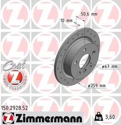 Produktbild von 2x ZIMMERMANN Bremsscheibe 150.2928.52 für MINI Schrägheck (F56) Cabrio (F57)