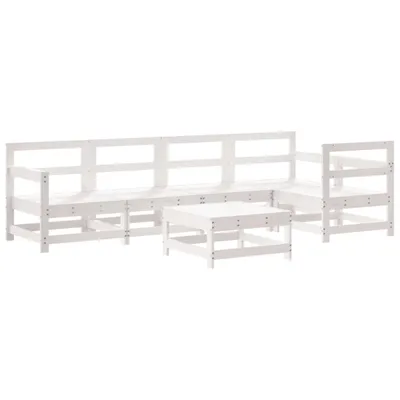 Produktbild von 6-tlg. Garten-Lounge-Set Weiß Massivholz Kiefer