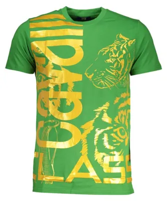 Produktbild von Herren Rundhals-Kurzarmshirt in Grün mit Print und Logo-Details