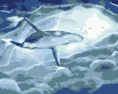 Image de Zuty - Peinture par numéros - BALEINE DANS LES NUAGES, 40 x 50 cm, sans cadre et sans toile tendue