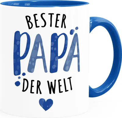 Produktbild von Kaffee-Tasse Beste Mama/Bester Papa der Welt Herz Geschenk für Eltern Vater Mutter Muttertag Vatertag Moonworks® Papa 2 royal Keramik-Tasse