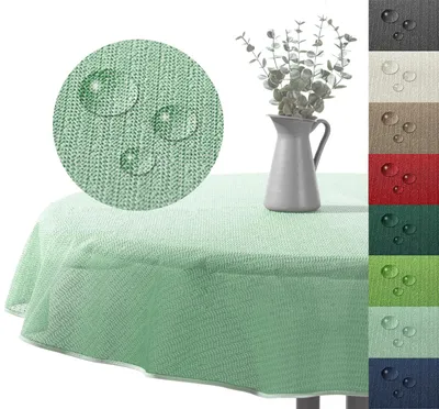 Produktbild von heimtexland ® Outdoor Tischdecke Gartentischdecke wasserfest wetterbeständig rutschfest waschbar Outdoortischdecke Weichschaum Garten Balkon Camping Party Tischdeko Typ883 mint 160 cm rund