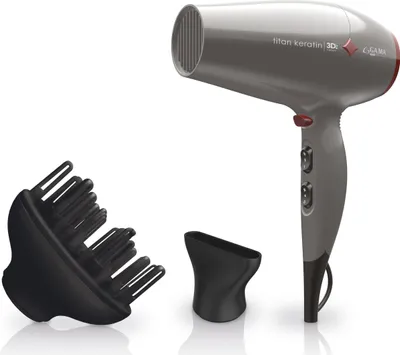 Zdjęcie produktu dla GA.MA Titan Keratin Diamond 3D, DC, Szary, Monochromatyczny, Oczko do wieszania, 1,7 m, 2300 W