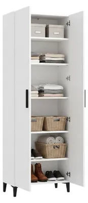 Produktbild von Dmora Schuhschrank Ciminna 68x35x195h cm Weiß, 5 Regale, 2 Türen