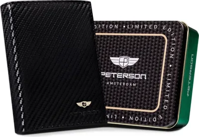 Image de Peterson | Portefeuille pour homme, en cuir, avec RFID, noir, 10x12.5 cm