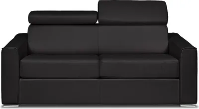 Produktbild von 3-Sitzer-Schlafsofa mit Express-Klappmechanismus aus schwarzem Büffelleder – Liegefläche 140 cm – Matratze 14 cm – VIZIR
