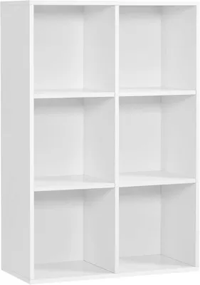 Productafbeelding van Boekenkast met 6 vakken - Vakkenkast kubus - Opbergkast hout - 65,5 x 30 x 97,5 cm (B x D x H) - Wit