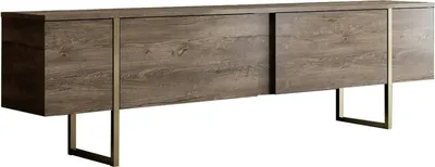 Image de Abishia - Meuble TV, 180x30x50h cm Noyer Marron, une Étagère