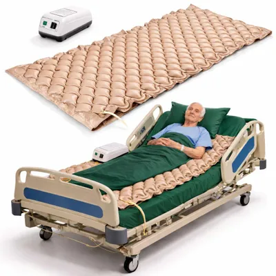 Produktbild von Antidekubitusmatratze mit Kompressor und alternierendem Druck, Linomag®, einstellbarer Druckniveau, für häusliche Pflege oder Krankenhaus, 190x90cm, Beige