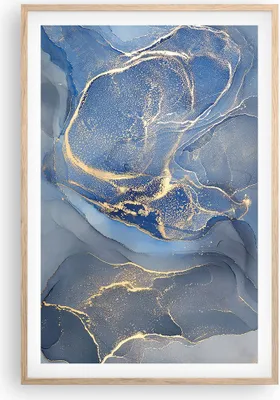 Produktbild von Gerahmtes Poster - Rahmen in heller Eiche - Gold Blau Farbe - 61x91,5 cm - Wand Bild - Wanddeko - Wandbilder - Kunstposter - Wandposter - Bilderrahmen - Bilder - Kunstdruck - P2NPA61x91-5029