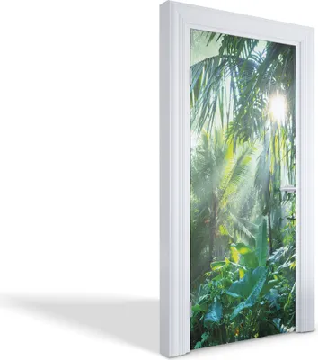Produktbild von Türdeko Aufkleber Selbstklebende Wandsticker Personalisiert - Tropischer Dschungel - 95 x 205 cm