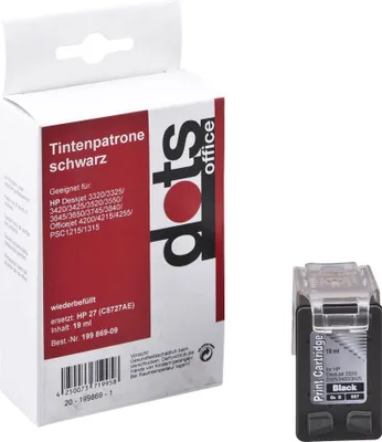 Produktbild von dots schwarz Druckerpatrone kompatibel zu HP 27 (C8727AE)