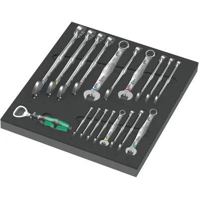 Produktbild von Wera 05150121001, 6,7,8,9,10,11,12,13,14,15,16,17,18,19,20,21,22,24 mm, Schwarz, Edelstahl, 344 mm, 392 mm, 30 mm, 19 Stück(e)