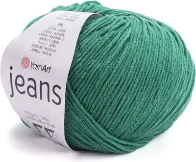 A ball of green yarn with a label.