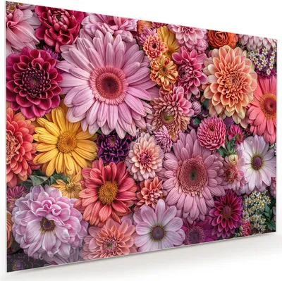 Produktbild von Glasbild 120x90cm in XXL für Wohnzimmer, Schlafzimmer Motiv Bunte Blumenpracht
