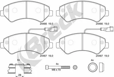 Produktbild von BRECK Bremsbeläge Satz Vorne Bremsklötze für FIAT Ducato Kastenwagen (250, 290) 24467 00 703 10