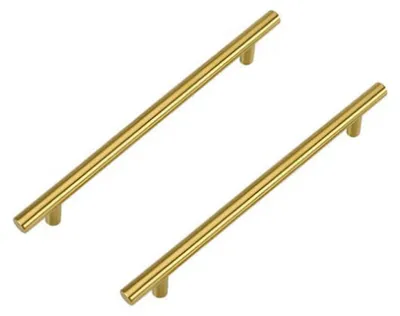 Produktbild von 2 goldene Möbelgriffe, 160 mm Küchenschrankgriffe, Messinggriffe, Messingschubladengriffe, Küchengriffe aus Edelstahl