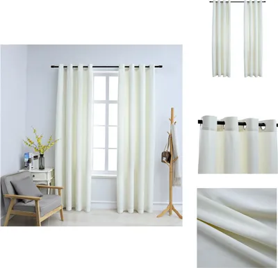 Produktbild von vidaXL Verdunkelungsvorhänge mit Ösen 2 Stk. Samt Creme 140x225 cm - Vorhänge & Gardinen