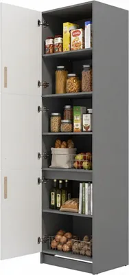 Immagine prodotto di Moiolaa - Dispensa da Cucina, 60x58x215h cm Bianco, 5 Ripiani