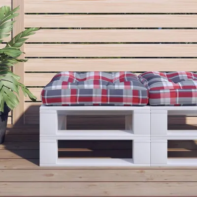 Produktbild von Design Palettenkissen Rot Kariert 58x58x10 cm Stoff, Klassische Sofas 2024 Neu